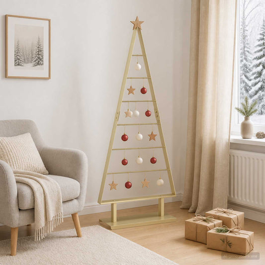 vidaXL Metal Christmas Tree with Triangle Stand KUOPIO 125 cm Steel decorated with baubles and a star