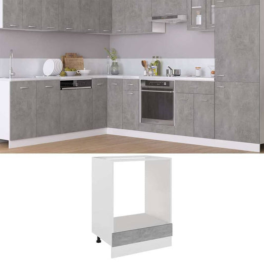 Microwave Cabinet "Lyon" 60x57x207 cm Concrete grey 1x hanging glass cabinet (2 doors) 60 cm wide 100 cm high–2x hanging glass cabinet (2 doors) 60 cm wide 40 cm high 1x oven cabinet 60 cm