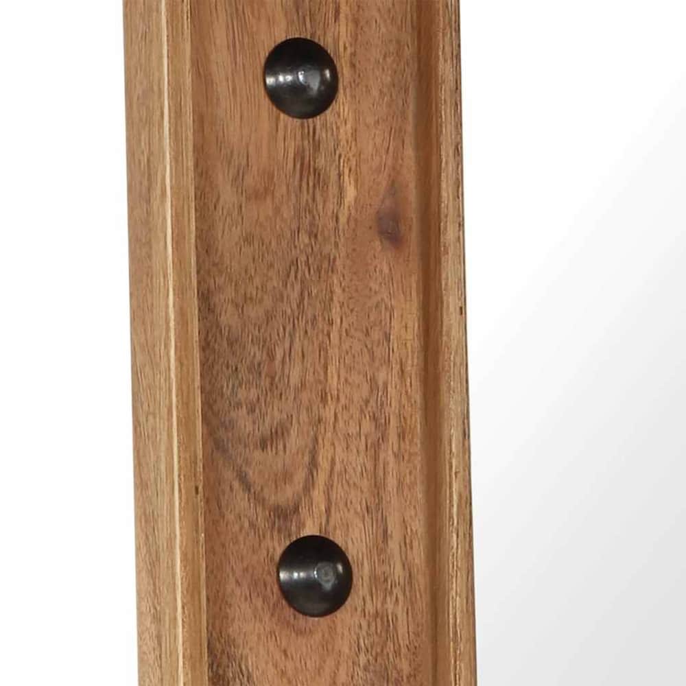 Detail of the wooden frame and fixing points on the mirror