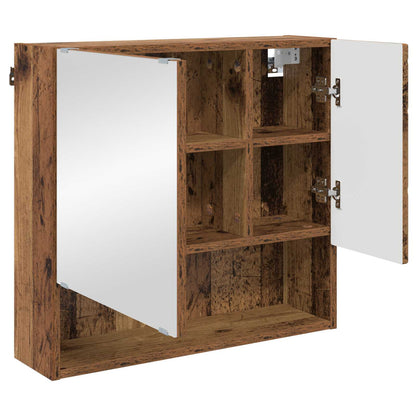 The mirrored cabinet with doors open showing internal compartments
