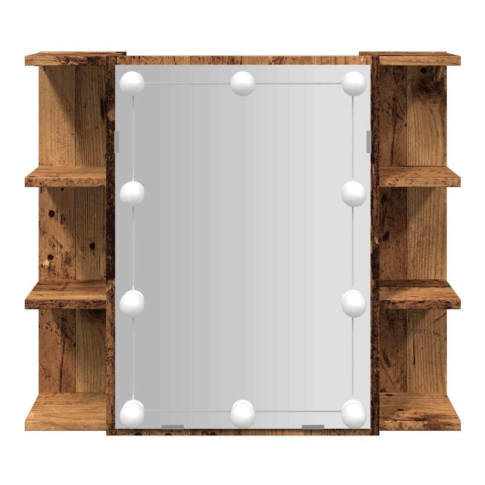 The bathroom vanity unit showing the central mirror and symmetrical side shelves