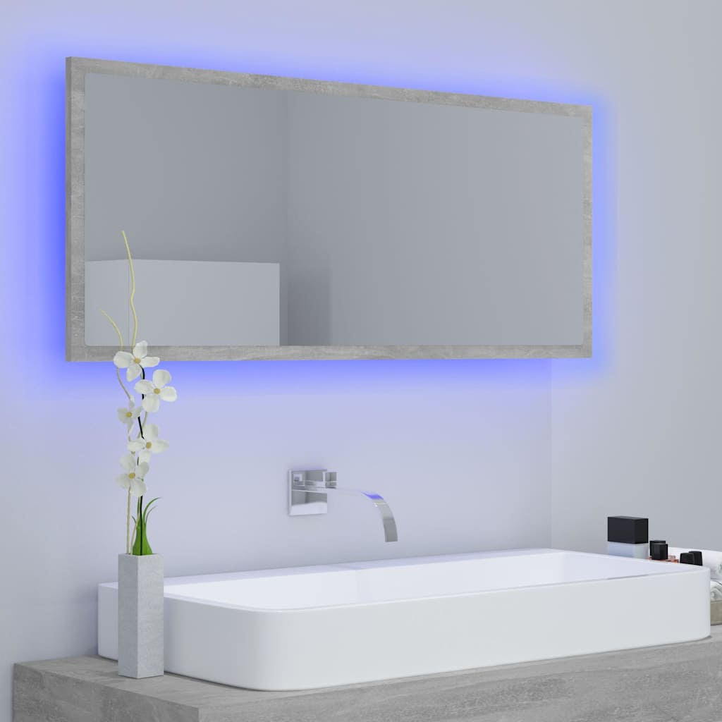 The bathroom vanity unit displayed above a sink with a vibrant blue light effect