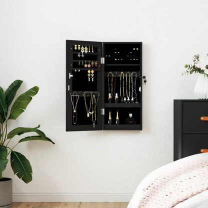 Mirror Jewellery Cabinet Wall Mounted 30x8,5x67 cm Black