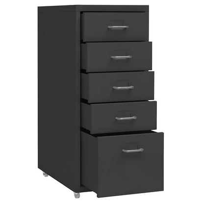 The anthracite filing cabinet with the bottom drawer open
