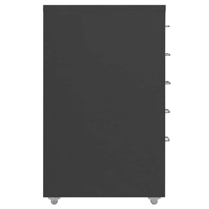 Side view of the anthracite mobile filing cabinet with five drawers
