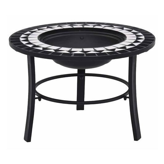 Mosaic Fire Pit 68cm Ceramic Black and white