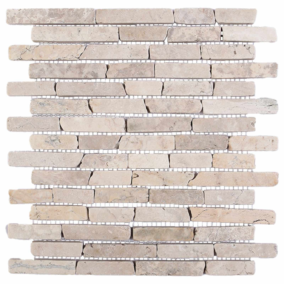 Close up of a single cream mosaic tile sheet
