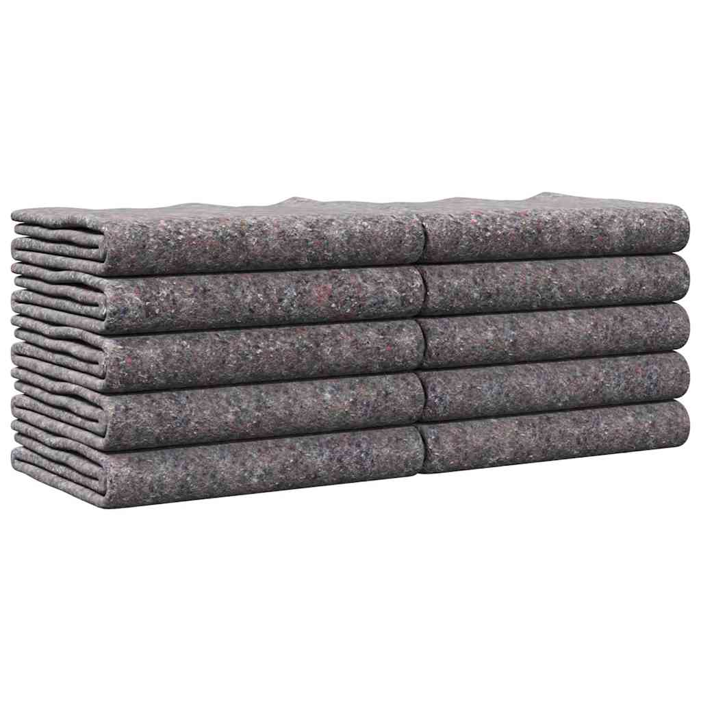 the moving blankets stacked neatly in two columns against a plain white background