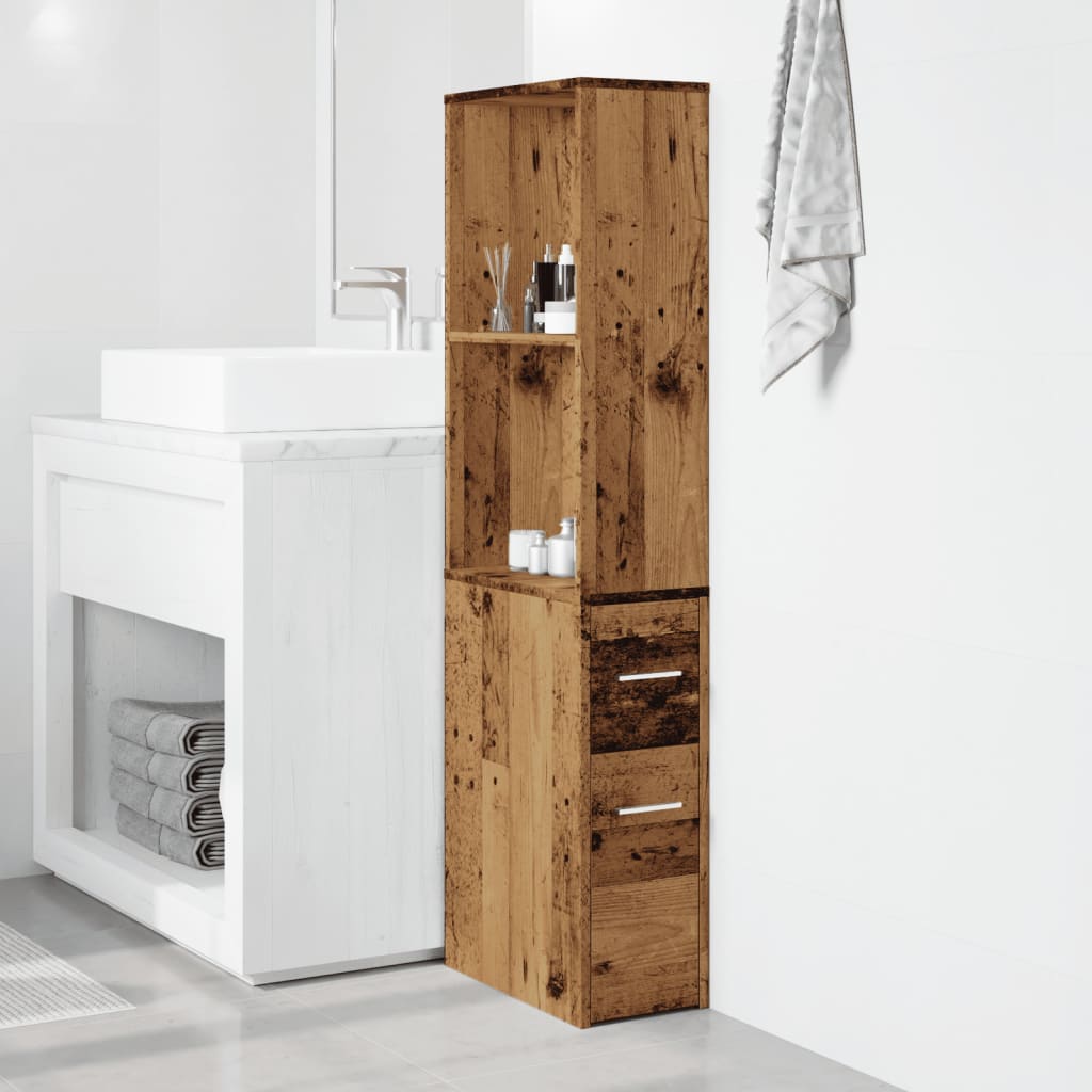 The bathroom cupboard placed in a modern white bathroom next to a vanity unit