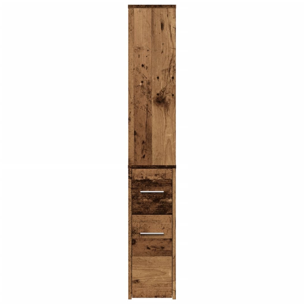 The lower section of the bathroom storage unit featuring two drawers with metal handles
