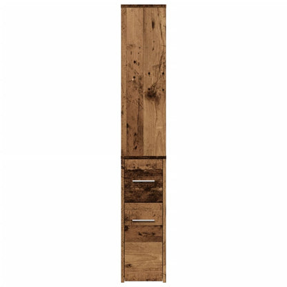 The lower section of the bathroom storage unit featuring two drawers with metal handles