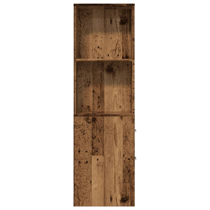 The upper section of the bathroom storage unit showing two empty open shelves