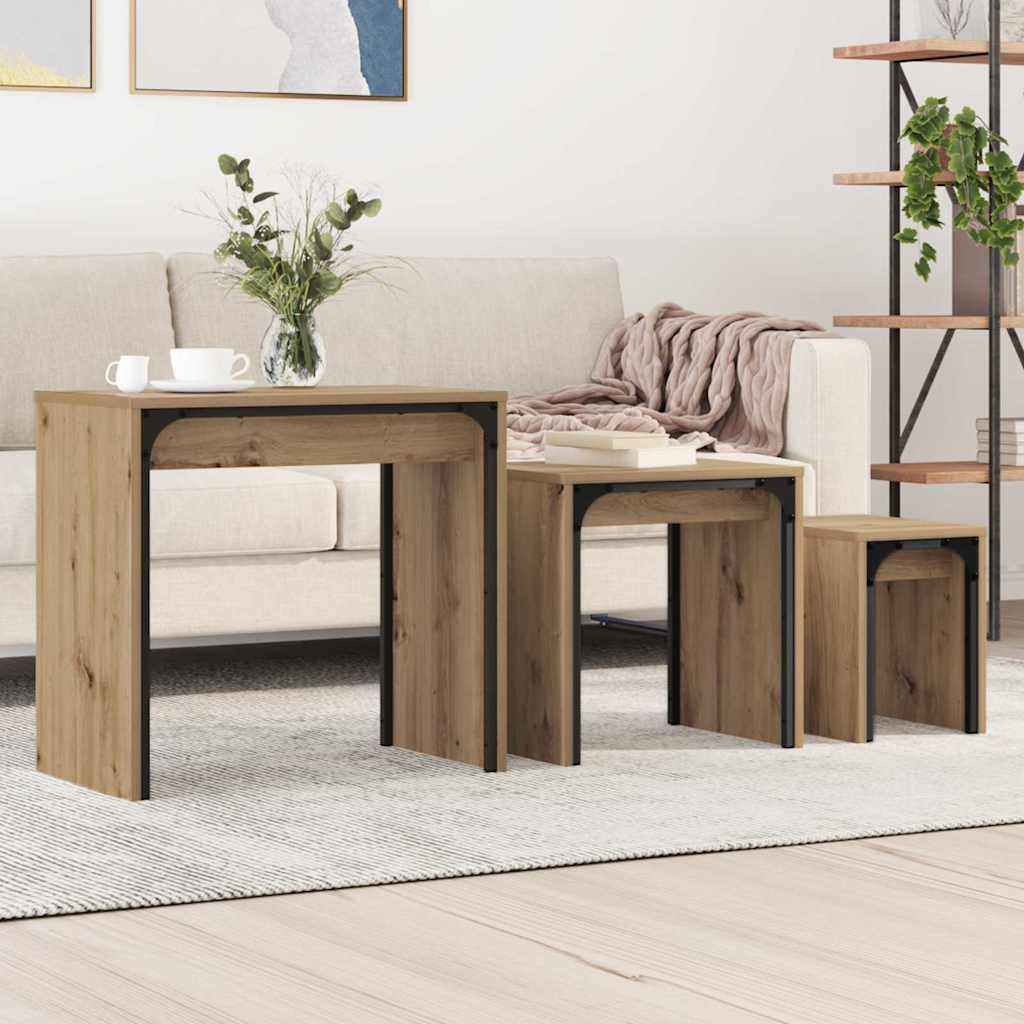Nesting Coffee Tables 3 pcs Engineered Wood Artisan oak