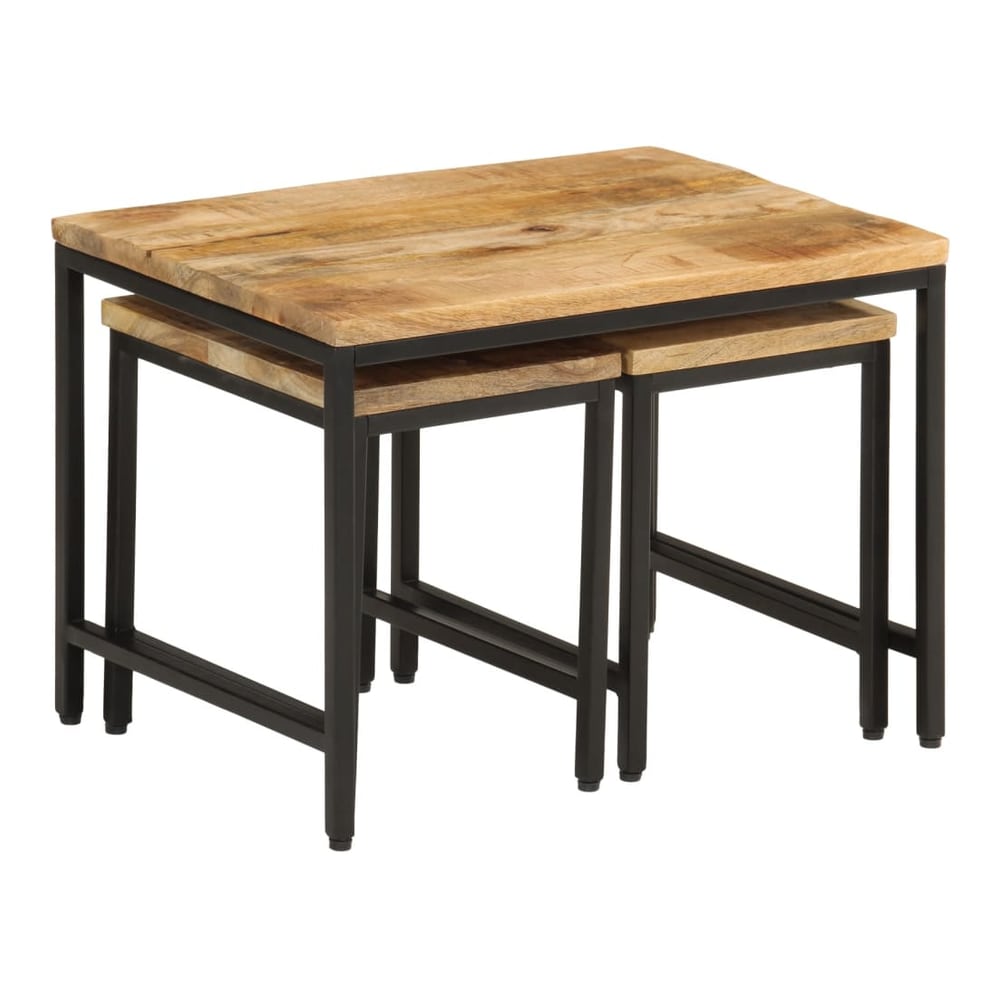 The largest of the three nesting coffee tables placed over the smallest one