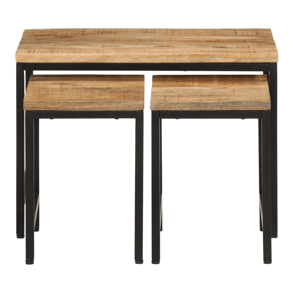 The three nesting coffee tables arranged with the largest at the back
