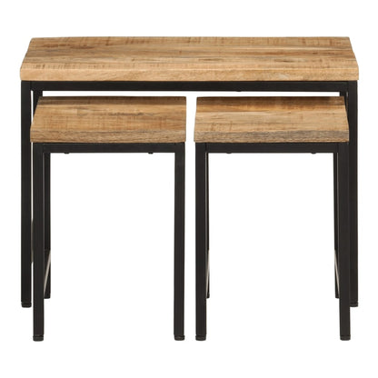 The three nesting coffee tables arranged with the largest at the back