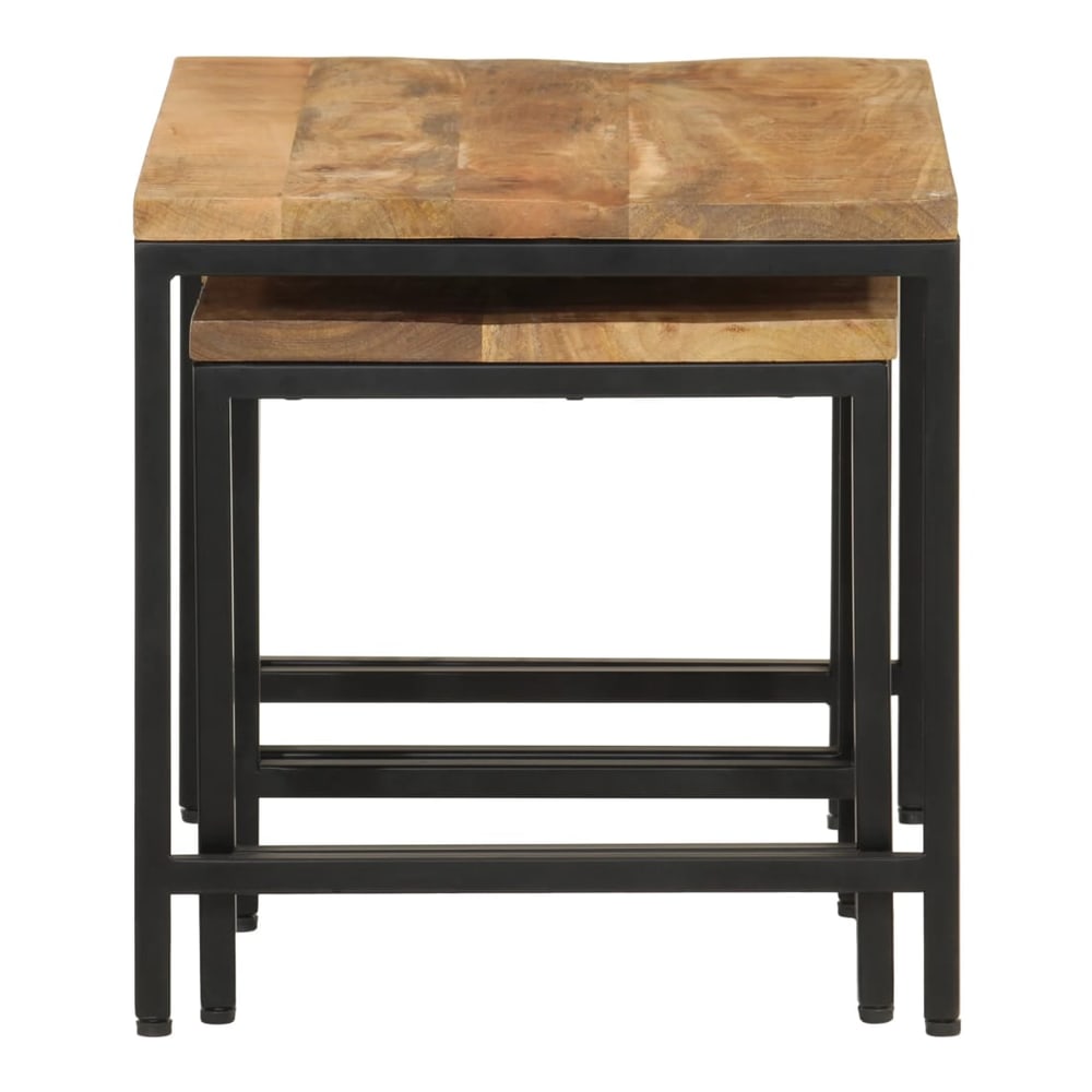 Two nesting coffee tables side by side, one slightly behind the other