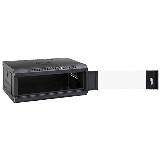 the network storage system with its door open to show the interior space
