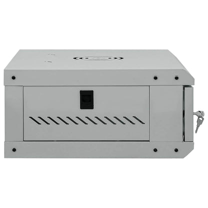 the network cabinet showing the side panel with ventilation slits and a port