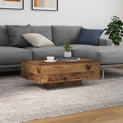 vidaXL Old Wood Engineered Wood coffee table in a living room setting with a sofa and rug
