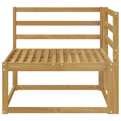 The wooden outdoor sectional sofa unit, viewed from the front with the backrest on the left