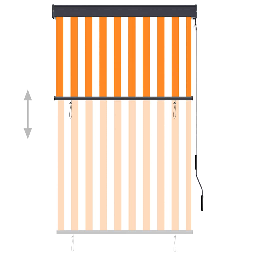 Diagram showing the adjustable height of the outdoor roller blind