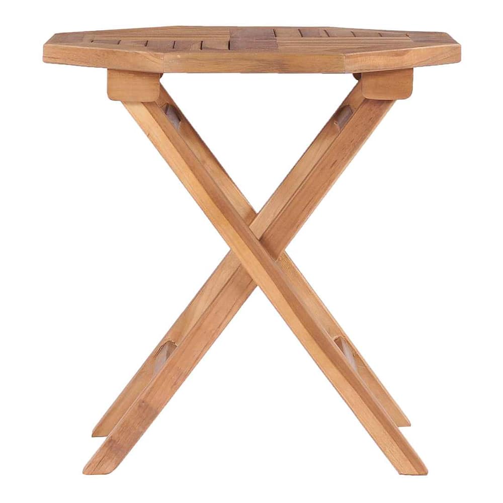 The octagonal garden table from a lower angle showing the folding mechanism