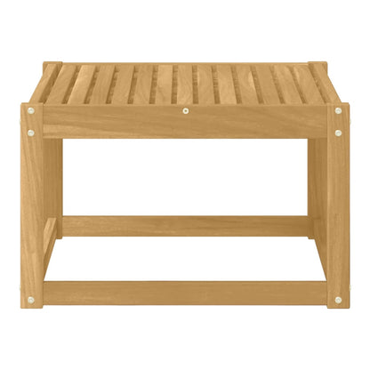 The wooden outdoor table viewed from the side showing its construction