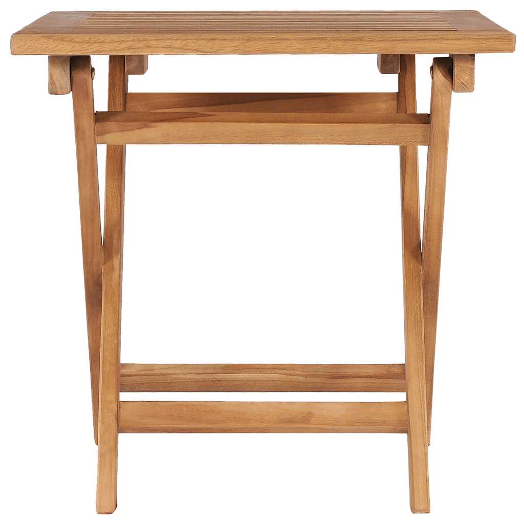 This garden table, viewed from the front with its folding legs visible