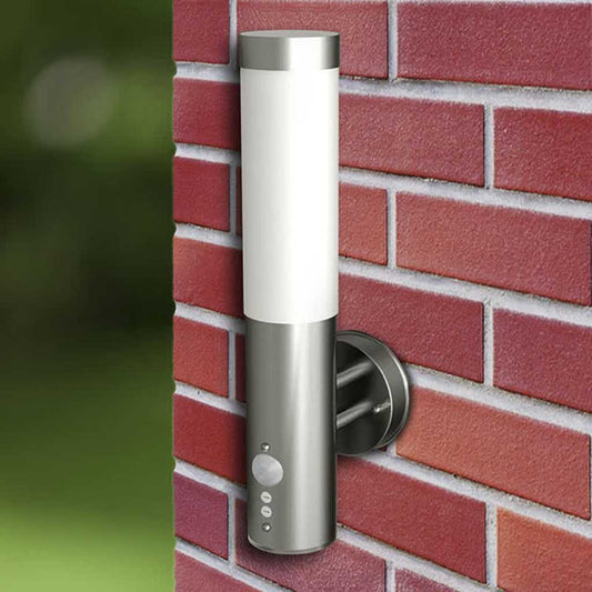vidaXL Outdoor Wall Lamps 2 pcs with Motion Detector Stainless Steel mounted on a brick wall
