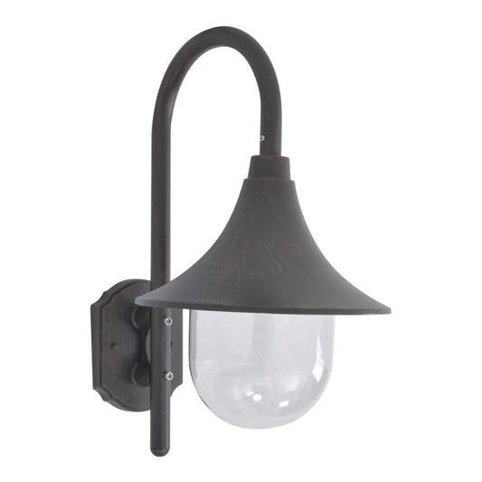 Garden Wall Lamp E27 42 cm Bronze with a curved arm and a bell-shaped shade