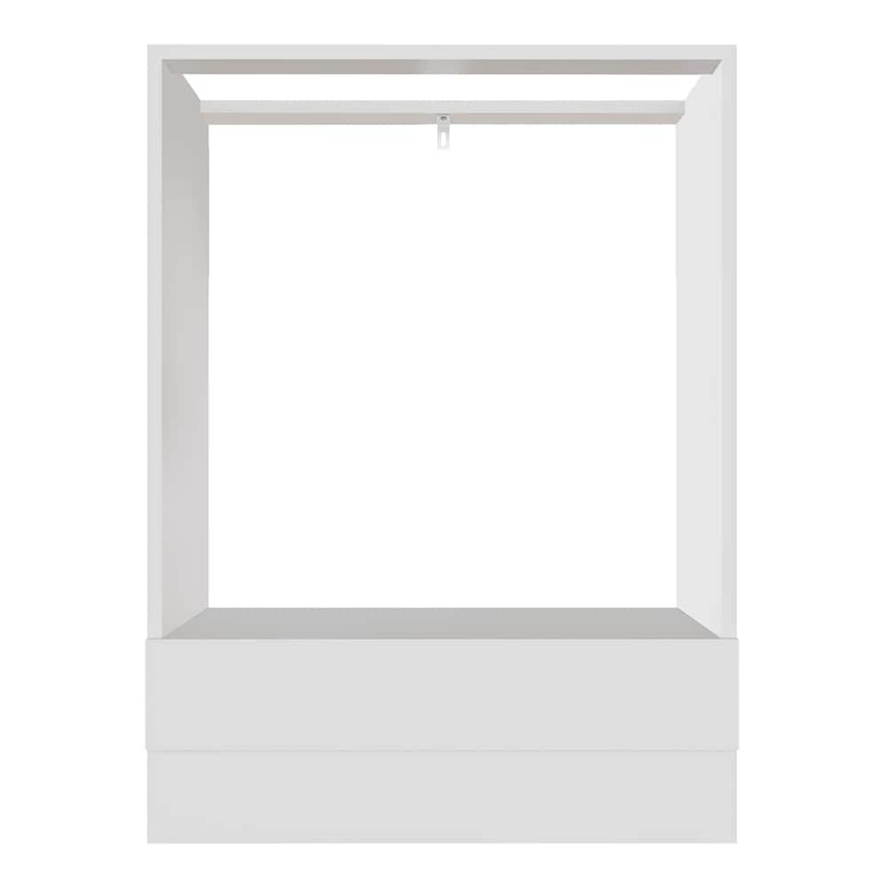 The frame of the white oven cabinet with a plinth detail
