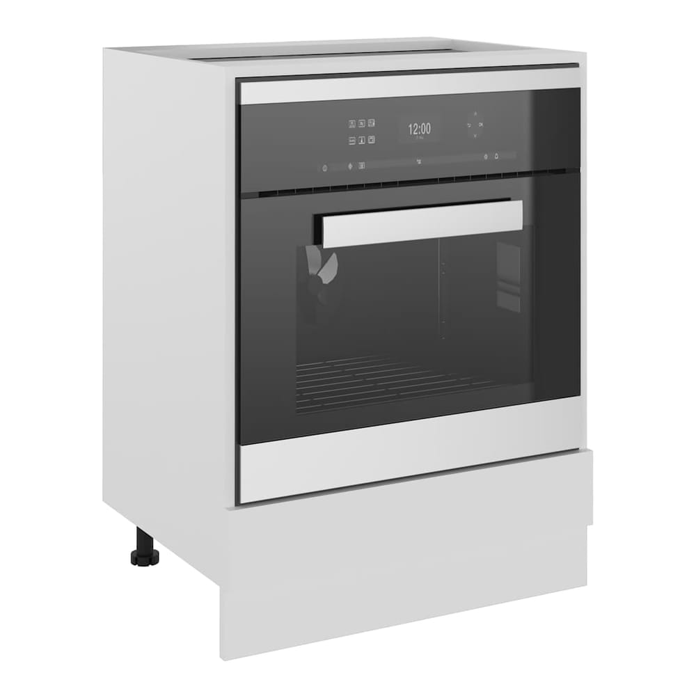 The white oven cabinet with a built-in oven and control panel