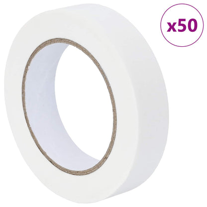 A roll of white paper masking tape with a 50 count indicator