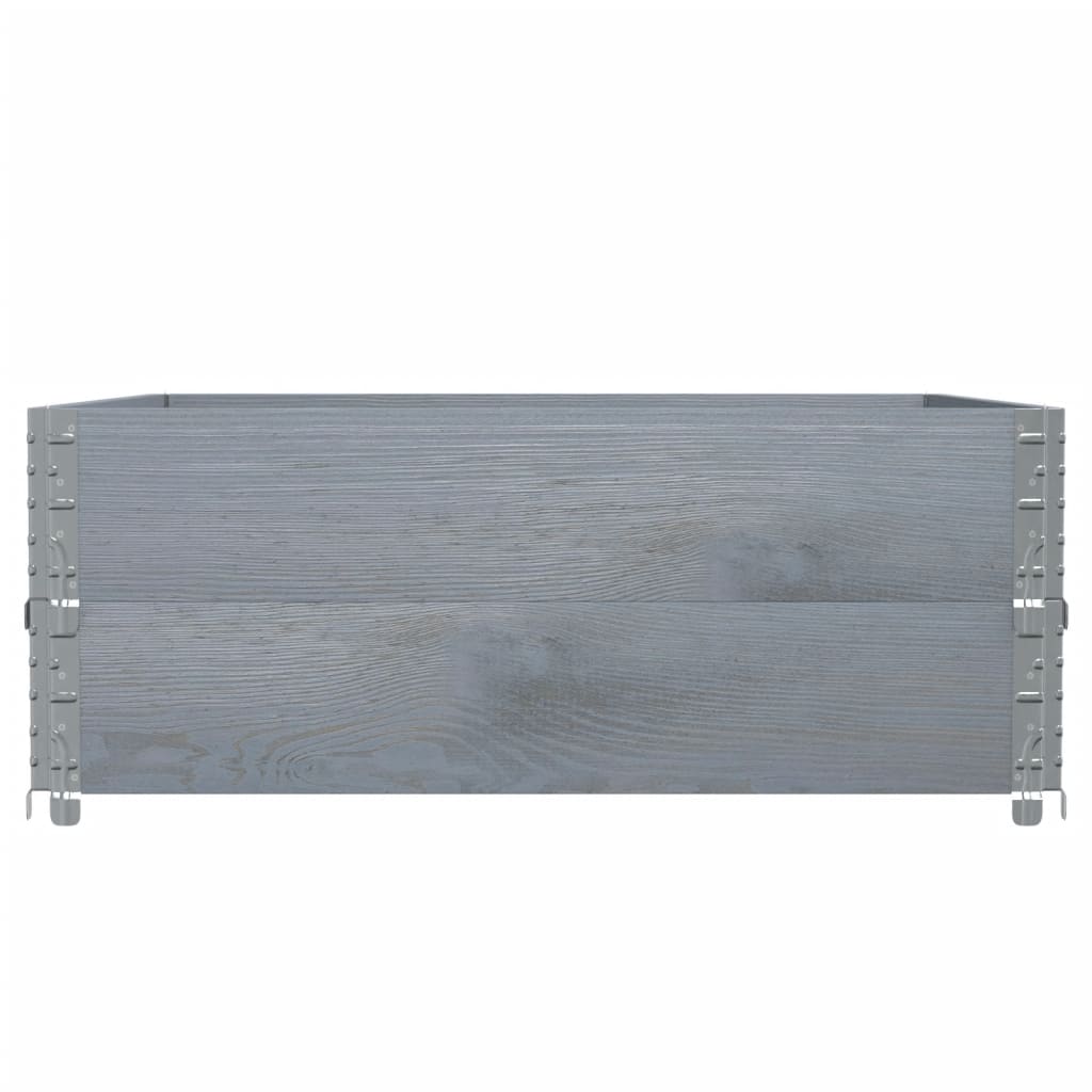 Grey solid wood pine pallet collar viewed from the front