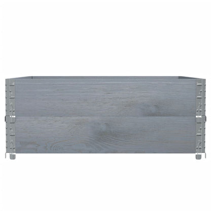 Grey solid wood pine pallet collar viewed from the front