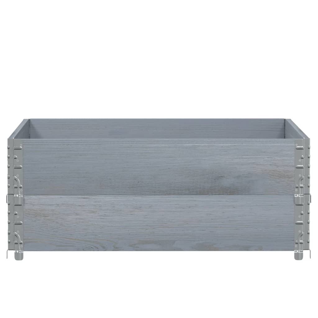 Close-up of the grey solid wood pine pallet collar side