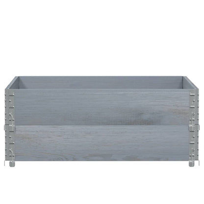 Close-up of the grey solid wood pine pallet collar side