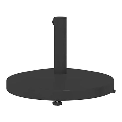 The black round outdoor umbrella base shown from above