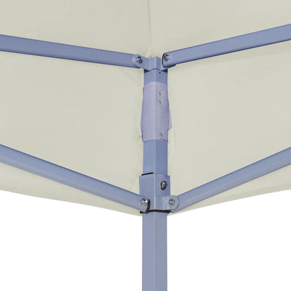 Close-up of the corner joint where the metal poles of the party tent roof connect