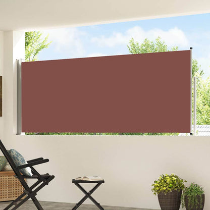 The patio side awning, a brown screen extended to provide shade on a balcony