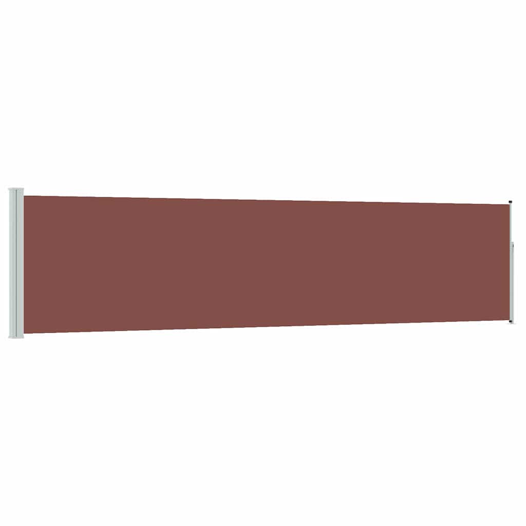 the patio retractable side awning, a long brown screen against a white background