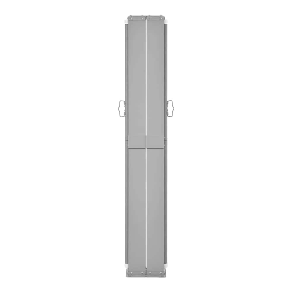 The folded patio sunshade standing upright
