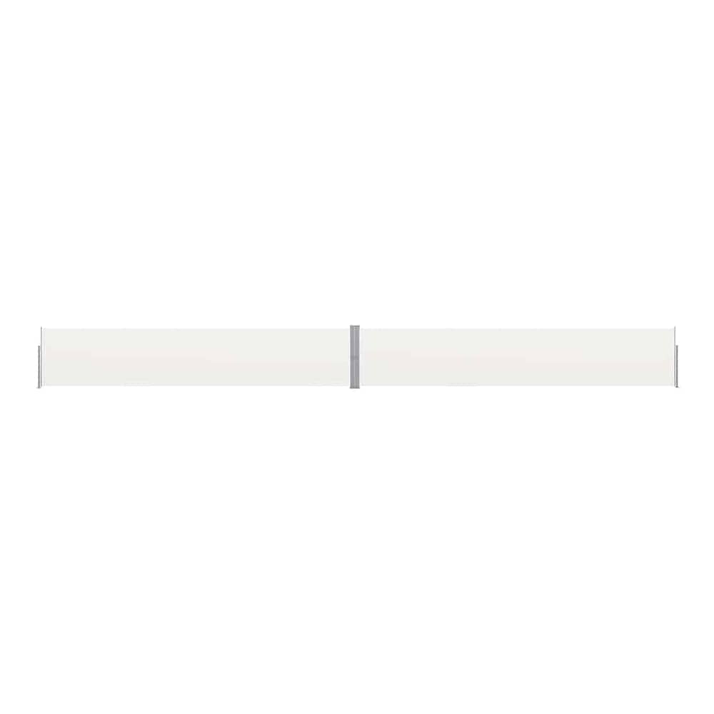 Patio Retractable Side Awning Cream fully extended against a white background