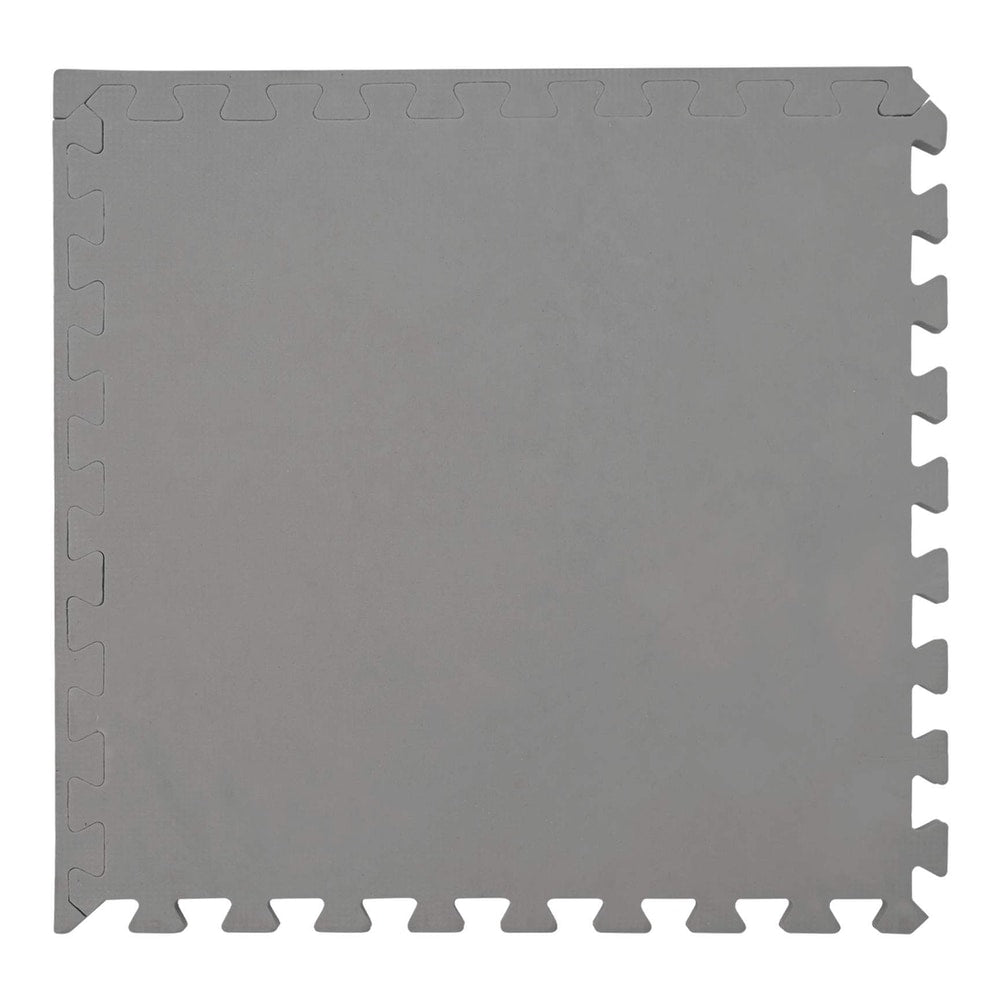 A single grey interlocking pool ground mat showing its puzzle edge detail