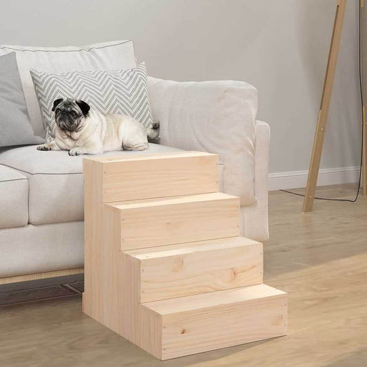 Pet Stair Solid Wood Pine Natural