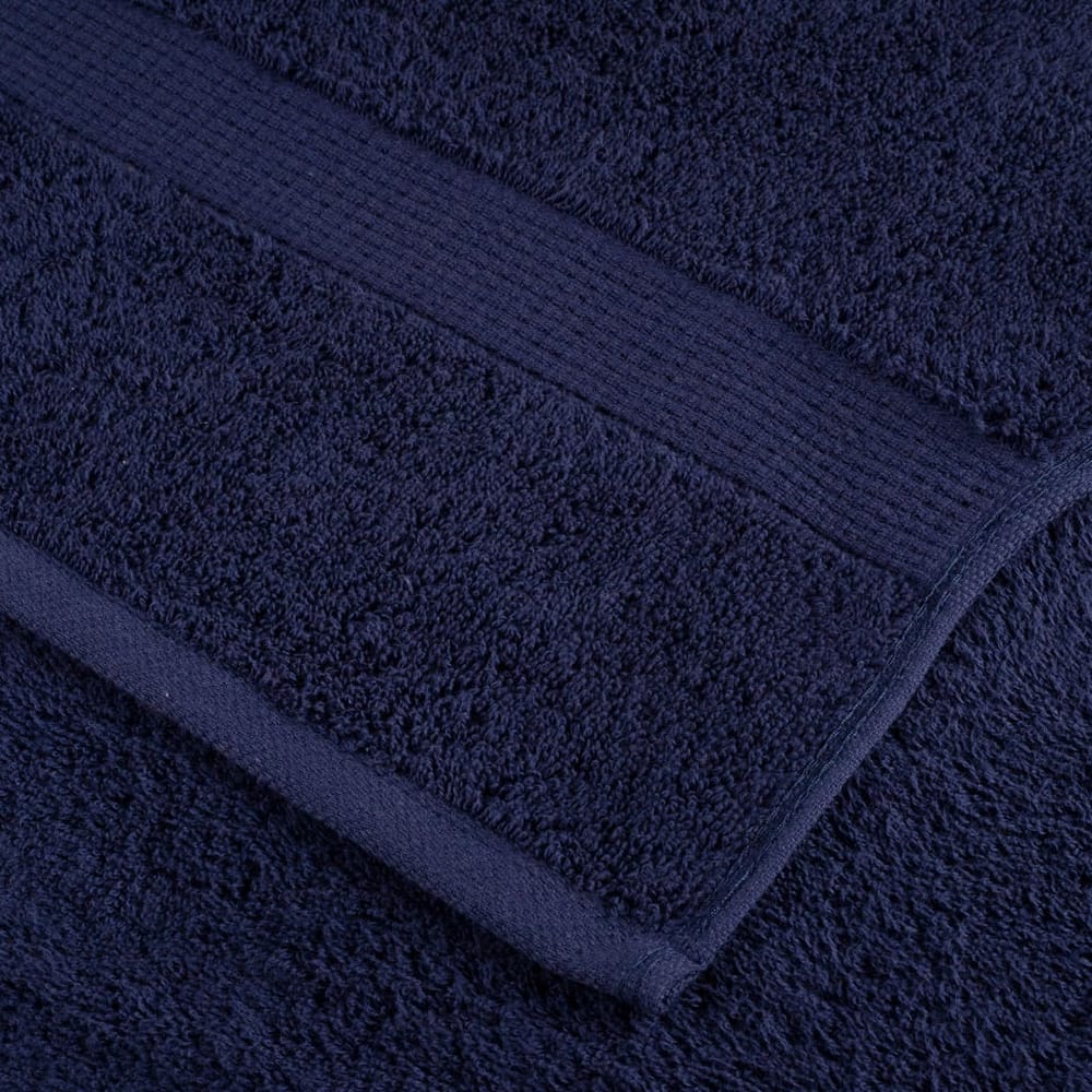 Close up of the textured weave on a navy blue towel