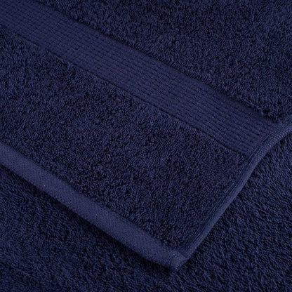 Close up of the textured weave on a navy blue towel