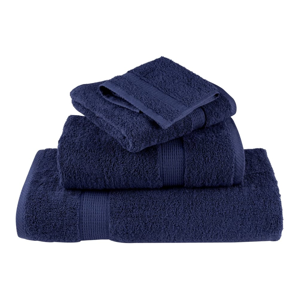 A stack of four navy blue towels