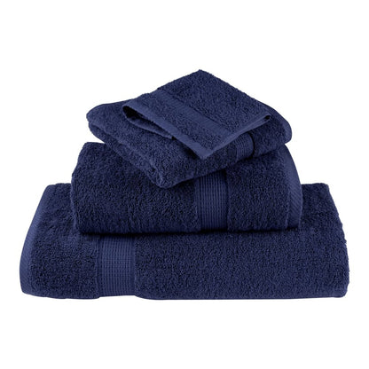 A stack of four navy blue towels